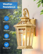 Porch Lights Outdoor, Dusk to Dawn Exterior Lighting Fixtures, Gold Wall Lanterns Wall Mount, Waterproof Anti-Rust Outdoor Sconce Lights for Garage, Patio Wall Light Fixture with Beveled Glass - Image 4