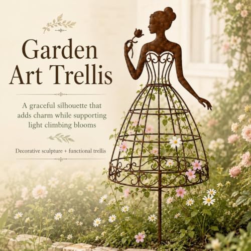Vintage Lady Garden Trellis Stake, Rustic Garden Art Decor for Yard - Image 2