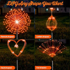 Tujoe 4 Pack Halloween Solar Decoration Outdoor Firework Lights, Orange - Image 4