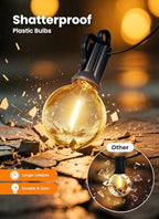Brightown Outdoor String Lights, 100FT 50+2 G40 Bulbs Shatterproof Patio Lights, IP65 Waterproof Dimmable Hanging Connectable Globe LED Outdoor Lights for Backyard, Bistro, Porch, Deck, Balcony - Image 6