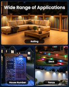 JOFIOS Fence Lights Solar Powered, 9 Fixed Colors ＆ Color Changing Solar Lights for Fence Waterproof IP65 Dusk-to-Dawn LED Deck Lighting for Patio, Railing, Pool, Porch, Backyard, Wall, 12 Pack - Image 7