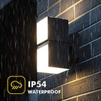 LUTEC Cuba Dusk to Dawn Outdoor Wall Lights, 3000K 1100LM LED Integrated Porch Wall Light Outdoor, IP54 Waterproof Aluminum Wall Sconce Exterior Light for Porch Patio Garage-Black - Image 6