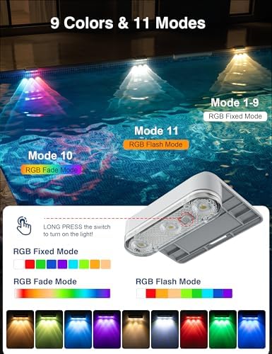 Solar Pool Lights for Above Ground Pools,IP65 Pool Solar Lights, 8 Pack - Image 4