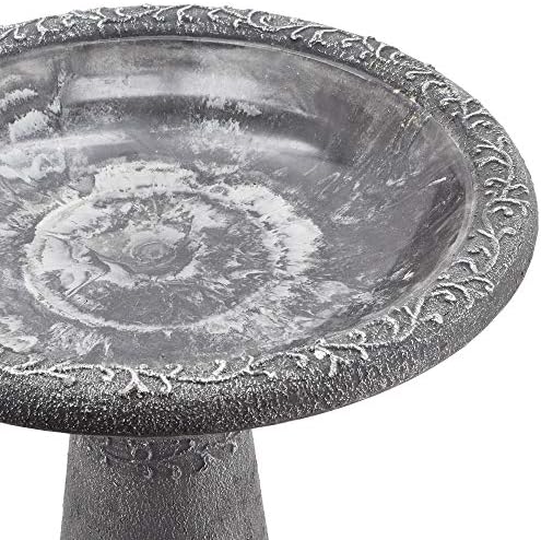 Arcadia Garden Products BB05 Fiberclay Bird Bath Outdoor Garden Decor, Antique Vintage Weather Resistant Water Bowl for Backyard and Patio and, 20-inch Tall, Black - Image 5