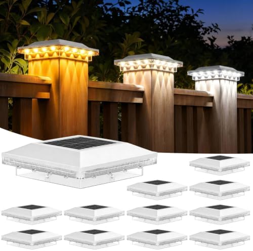 Brightever 4x4 Solar Post Cap Lights, 12 Pack White Solar Post Cap Lights by Brightever