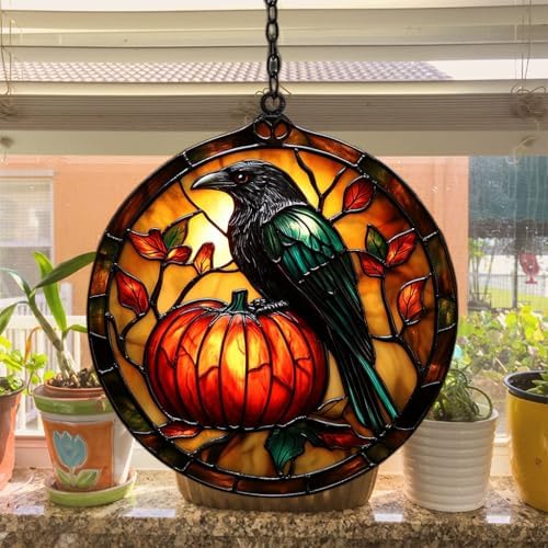 Pumpkin and Raven Acrylic Suncatcher - Image 4