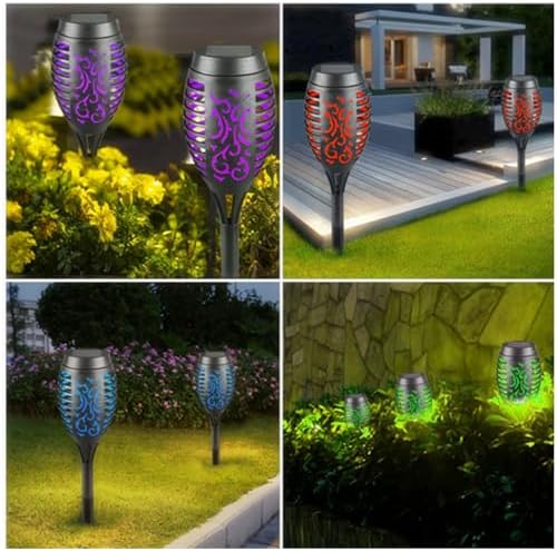 Solar Outside Torch Lights, Outdoor LED Flickering Flame for Garden Decor - 6 Pack, Waterpoorf Landscape Auto On Off Solar Powered Lights for Patio Lawn Yard Driveway Pathway - Image 3