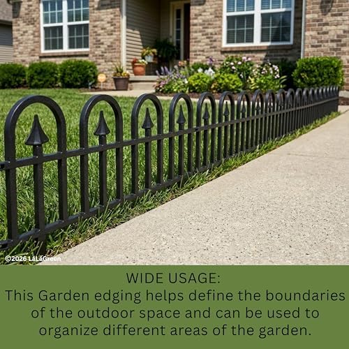 LaLaGreen Decorative Garden Edging Border (24in, 20 Pack) Black Fence Panel - Image 4