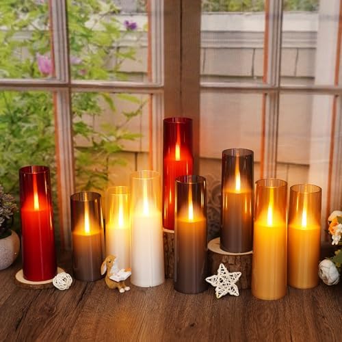 kakoya Flameless LED Candles Upgraded Realistic Flickering Flame,7Pcs Battery Operated Candles with Remote Timers,LED Pillar Candles for Home Decor,Christmas,and Parties（Gold） - Image 4