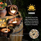 Water Fountain Outdoor 29" H Outside Floor 3 Tiered Rustic Barrel with Light, Pump for Garden, Patio, Deck, Porch, Backyard Home Decor - Image 4