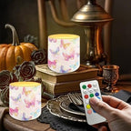 4 Pieces Flameless LED Lights Candles with Remote Battery Powered LED Votive Candles for Valentine Party Wedding Birthday Party Outdoor, Gradient Glow Butterfly Pattern - Image 2