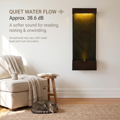Bumilgar 39.57 in Modern Indoor Outdoor Waterfall Fountain LED Resin Copper - Image 3