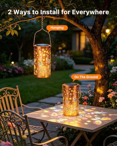 Outdoor Solar Powered Butterfly Lantern Hang Yard Decor with Color Lighting - Image 5