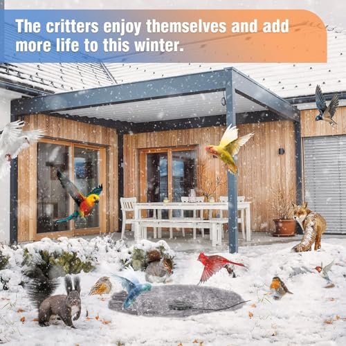 Bird Bath Heater for Outdoors in Winter, Birdbath Water Heater 120 W Pond De-Icer, Bird Bath Deicer Full-Covered Aluminum, Birdbath Heater Thermostatcally Controlled Auto Shut Off for Winter - Image 4