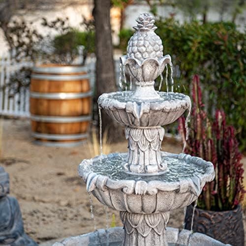 XBrand Large Outdoor Electric Bird Bath Fountain 58.3", 3-Tier Garden Water Fountain with Pump, Classic Leaf Design, Resin Floor Fountain for Yard, Lawn, Patio & Porch - Image 2