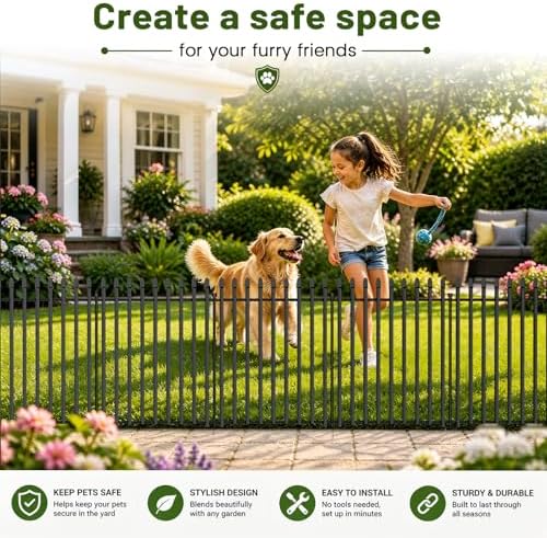 No Dig Decorative Garden Fence, 32in(H)×22ft(L), 10 Panels - Image 4