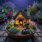 PRETMANNS Solar Fairy House for Outside, Green, 7.56" High - Image 3