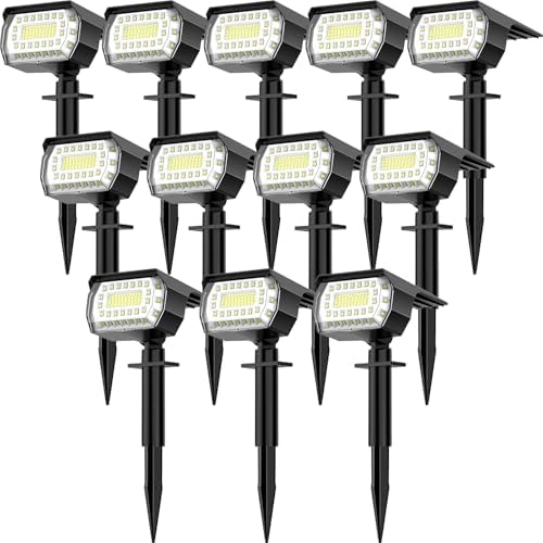 LANSOW Solar Spot Lights Outdoor IP67 Waterproof, 12 Pack/76 LED, Cool White by LANSOW