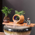 Pond Spitter Ceramic Jug Water Fountain Garden Outdoor Water Feature Planter Plant Flower Pot Jar Fish Tank Cave Waterfall Backyard Water Feature Outside Decoration Hydroponic Vase (Light Brown) - Image 7