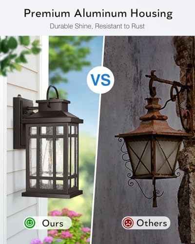 Exterior Lighting Fixtures, Oil Rubbed Bronze Dusk to Dawn Outdoor Light, 100% Aluminum Outdoor Porch Lights Wall Mount, Waterproof Exterior Wall Sconce for Patio, 2-pack Outside Garage Lantern - Image 4