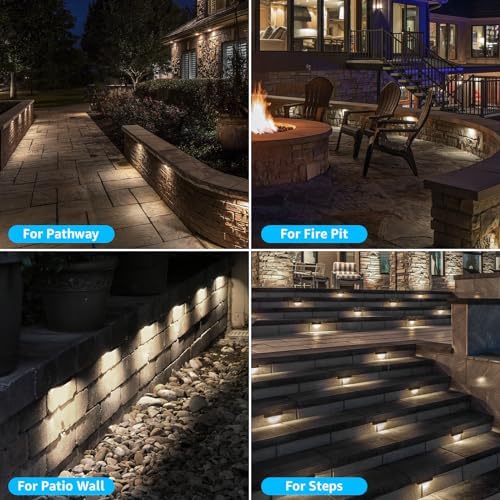 SUNVIE 8-Pack 7 Inch Retaining Wall Lights 5W LED Waterproof Hardscape Lighting 12V Low Voltage Step Lights Outdoor Landscape Lighting with Connectors 3000K Warm White Paver Lights, ETL Listed Cord - Image 4