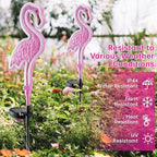 Flamingo Solar Lights Outdoor Decor, Solar Pink Flamingos Outdoor for Yard Decorations,Pink Neon Solar Flamingo Garden Lights for Outside,Pathways,Patio or Lawn Decor,Gifts for Mom(2Pack) - Image 4
