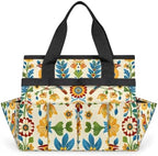 Mexican Style Talavera Garden Tool Bag, Garden Tote Storage Bag with 10 Pockets, Indoor and Outdoor Bird Flower Gardening Tool Organizer for Women Men by CURLYOOT