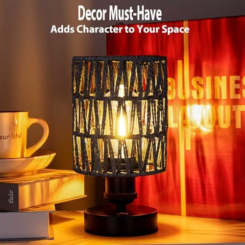 Cordless Rechargeable Outdoor Table Lamps, Battery Operated Table Lamp, Stepless Dimmable for Patio, Living Room, and Bedroom (Bulb Included) - Set of 2 (Black) - Image 7