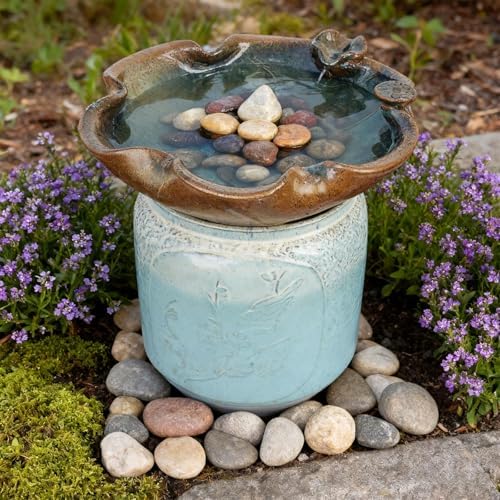 Ceramic Bird Bath and Feeder, Heavy Duty 12.5-Inch Ground Feeding Bowl, Wildlife Water Station for Squirrel Bird Rabbit Bee - Garden, Yard, Balcony Décor - Image 4