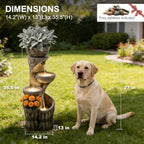 35.5" H Outdoor Water Fountain with Planter & LED Lights, Cascading Waterfall Garden Water Feature, Stone-Look Fountain for Patio Backyard Porch Decor - Image 2