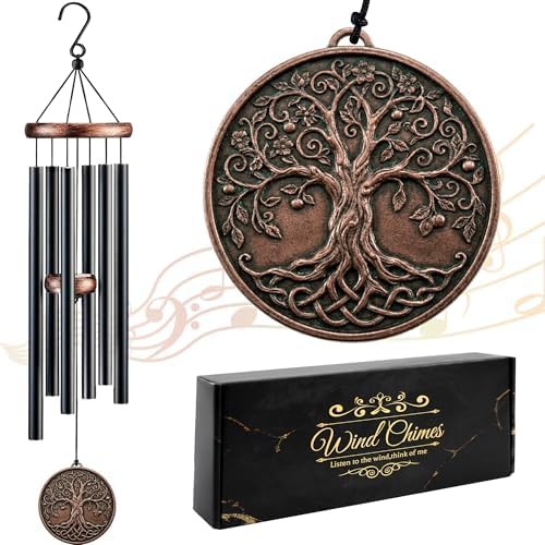 Tree of Life Wind Chimes for Outside, 32" Deep Tone Memorial Wind Chime by Romart