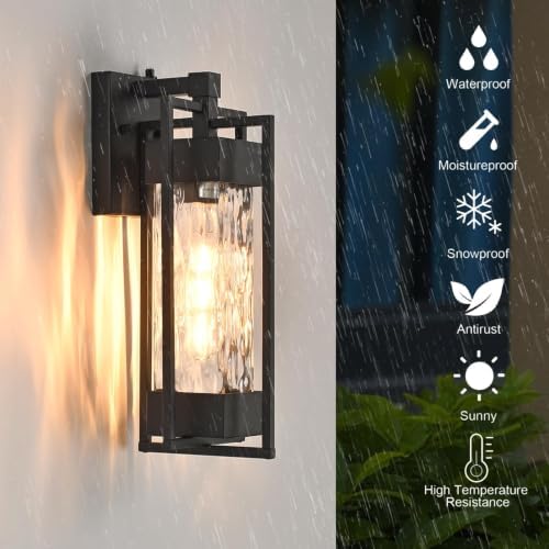 2-Pack Dusk to Dawn Outdoor Wall Sconce, Sensor Porch Light Fixture - Image 2