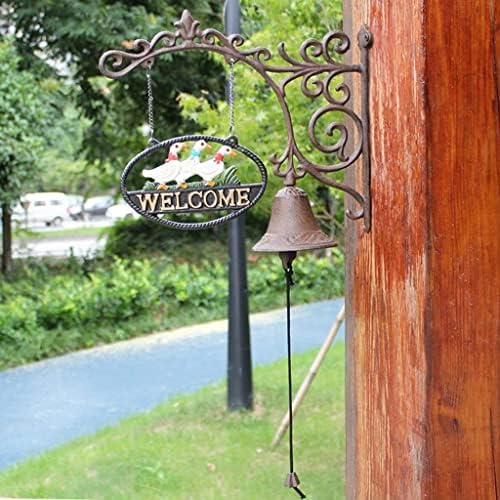 Farmhouse Decorative Dinner Bell Cast Iron Doorbell Creative Retro Duck Wall Bell Pastoral Home Garden Decorations Hanging Bell (Black 34 * 33 * 11cm) - Image 4