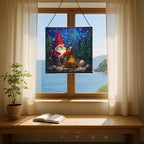 Camping Gnome Delight Stained Glass Suncatcher – Square Hanging Window Panel for Home or Greenhouse – Whimsical Glass Art Gift for Garden Lovers, Christmas, Halloween, Father Days vBfqWL - Image 6