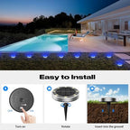 Peasur Mini Solar Ground Lights Outdoor, 8 Pack Flat Solar Powered Disc Lights, IP68 Waterproof, Anti-Rust, Landscape Lighting for Pathway Garden Yard Lawn Walkway Landscape Driveway, Blue - Image 4