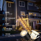 LED Recessed Deck Lights with Protecting Shell, IP68 Waterproof Warm White, 0.6W Outdoor Landscape Lighting, 12V Low Voltage Deck Lights Kit for Yard Step Riser Stair Decoration, 12 Pack - Image 7