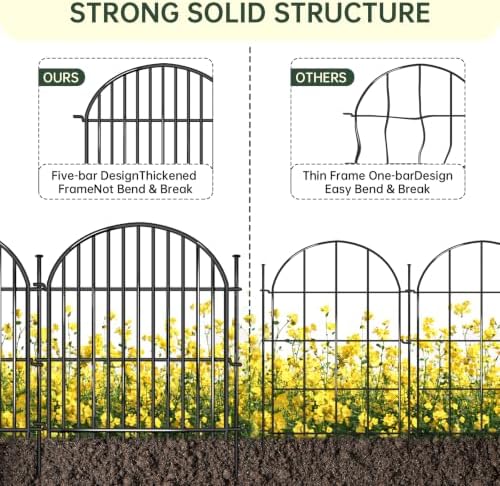 20 Panels No Dig Decorative Garden Fence, 24in(H) x 40ft(L) Animal Barrier, Rustproof Metal Temporary Dog Fence for Outdoor Yard, Patio, Flower Bed - Image 6