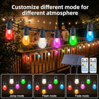 96FT Solar Outdoor String Lights – Dimmable RGB LED Patio Lights with Remote, Waterproof for Garden, Yard, Deck, and Backyard Decor - Image 4