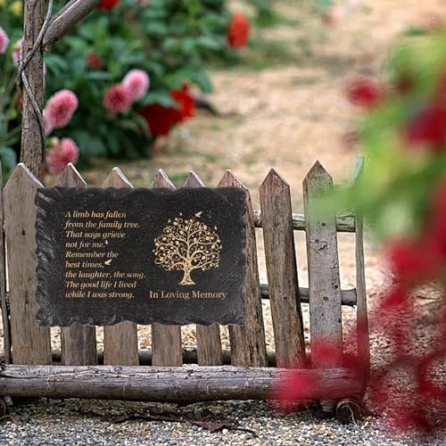 11.8 inches Long Tree of Life Song Polyresin Memorial Garden Stone, Memorial Stones for Loved Ones Outside, Memorial plaques, Sympathy Gifts for Loss of Loved one, Memorial Gifts (Black Tree of Life) - Image 5