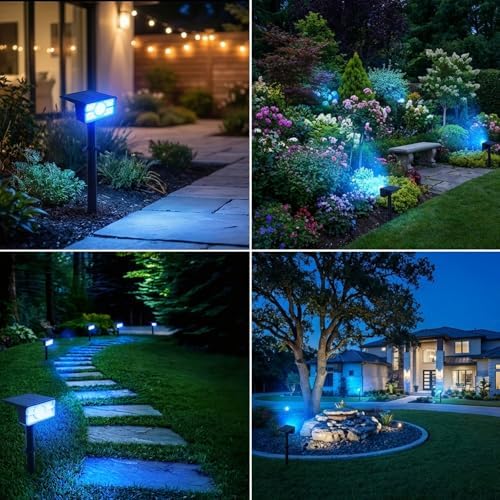 T-SUN Blue Solar Spot Lights Outdoor Waterproof, 4 Pack - Image 2
