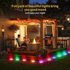 OurLeeme Solar Outdoor Lights Solar Powered Disk Lights 4 Pcs Solar Lights Outdoor Waterproof Solar Ground Lights 8 LED Solar Garden Lights Color Changing Landscape Lighting Pathway Lights - Image 2