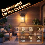 13" Oil-Rubbed Bronze Outdoor Wall Light, All-Metal Frame Porch Light - Image 2