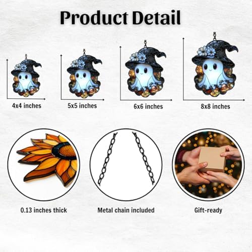 Cute Witch Ghost Acrylic Suncatcher - Image 2