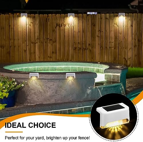 Geelin 32 Pcs Solar Deck Step Lights Outdoor, White Shell Warm White Light - Image 6