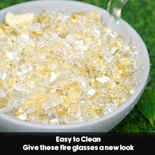 Skyflame 15-Pounds Gold Reflective Fire Glass for Gas Fireplace Fire Pit - Image 5