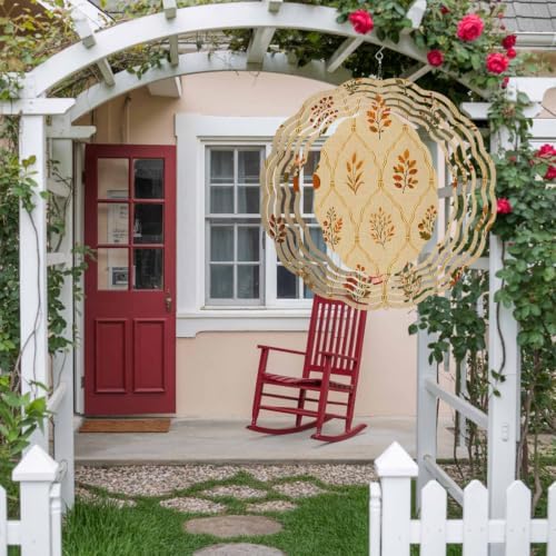 10 Inch Fall Leaves Rustic Wind Spinner for Yard and Garden, Brown Vintage Farmhouse Pumpkin Hanging Ornaments Outdoor 3D Kinetic Wind Sculpture Spinners Indoor Outdoor Patio Décor Ornaments Gift - Image 4