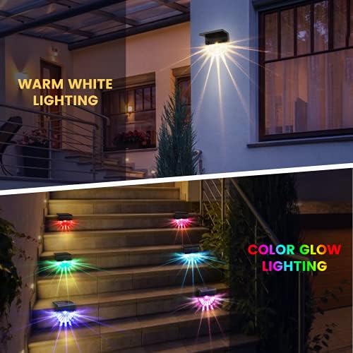 Solar Deck Lights Outdoor - 8 Pack Solar Step Light CIYOYO Waterproof Fence Lights for Patio Stairs Post Pathway Porch Driveway Yard Garden Decor, Warm White/LED Color Glow Lighting - Image 2