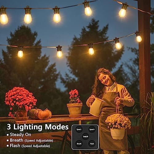 BesLowe 48FT S14 Solar String Lights Outdoor with Remote Controller - Image 6