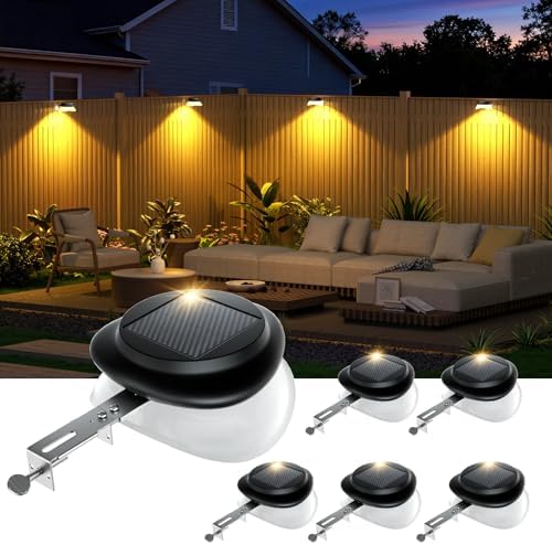 ROSHWEY Solar Gutter Lights, Fence Lights for Wall Deck-Warm White-6P-Black by ROSHWEY