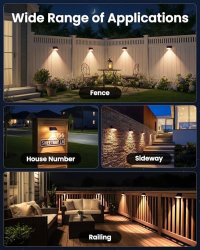 VOLISUN Fence Lights Solar Powered, Dusk to Dawn Solar Fence Lights Outdoor Waterproof with Warm White LED Spot Lens, Solar Light for Fence, Yard, Wall, Backyard, Railing, Deck, and Patio, 24 Pack - Image 7